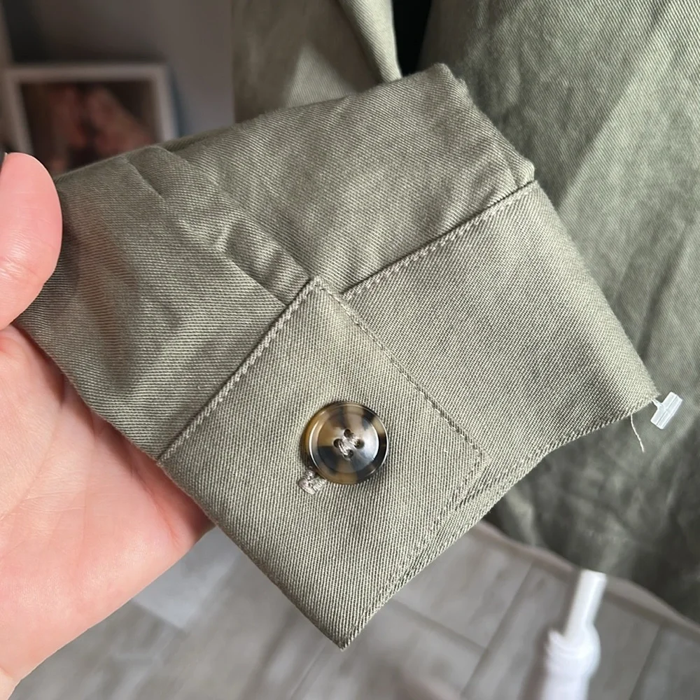 Amour Vert Military-Inspired Olive Utility Jacket